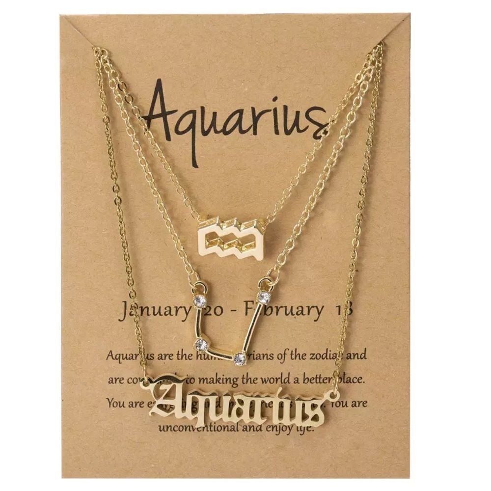 ♒️ NEW Aquarius 3Pcs/Set Best Friends Gold Necklaces